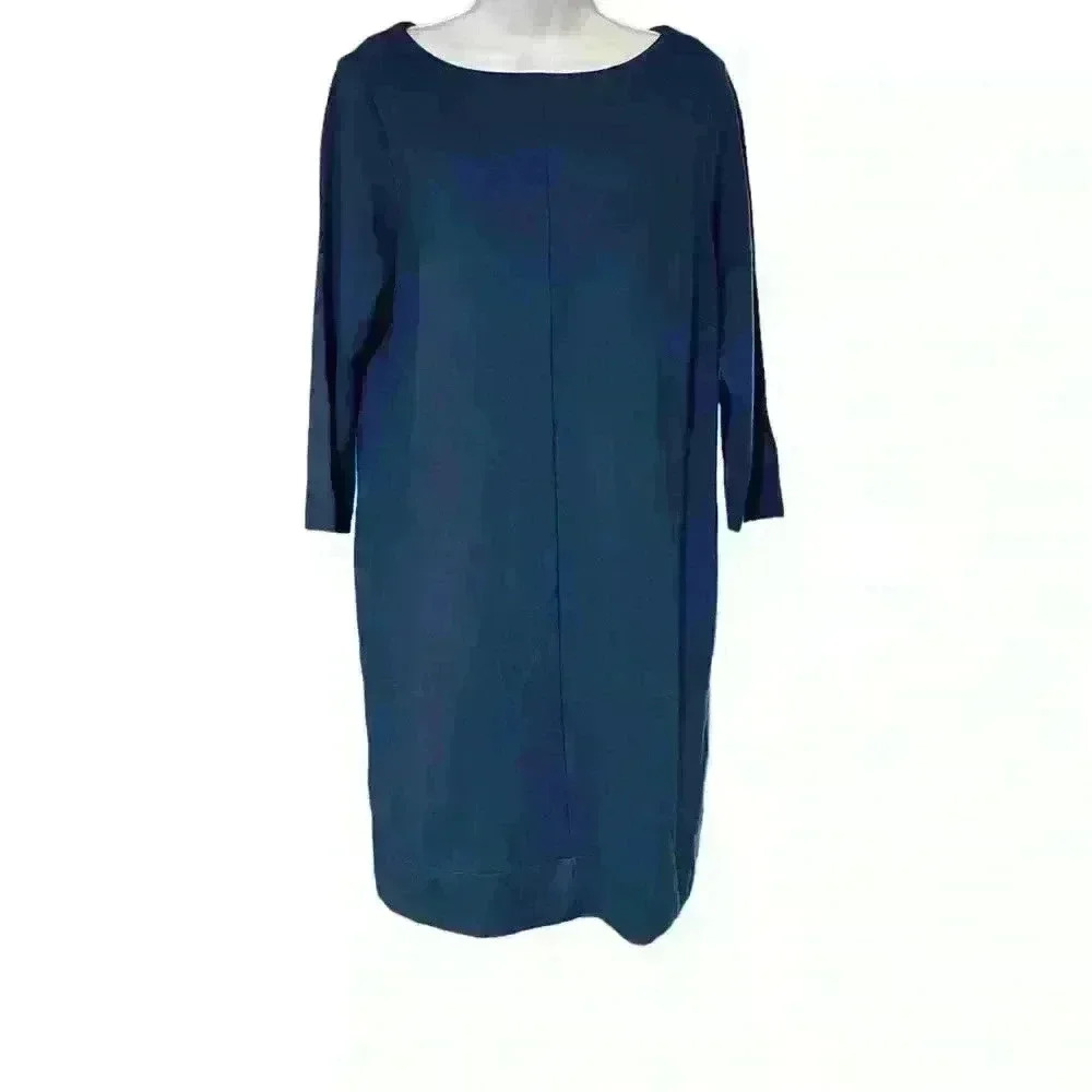 J. Jill Crew Neck Ponte Dress Navy Blue NWOT Size Medium with Pockets